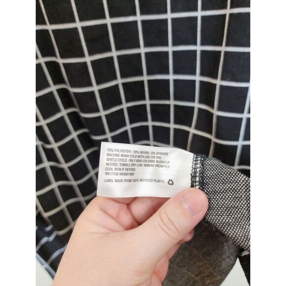 Merona Dress Womens Medium Black White Windowpane Grid Shift 3/4 Sleeve Career - Picture 7 of 7